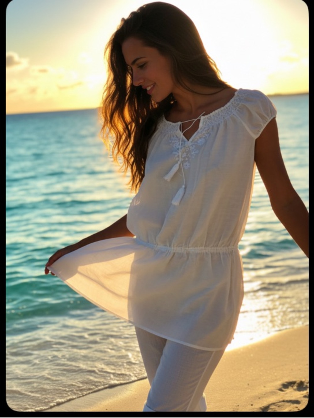 Kismet White Embroidered Beach Cover-Up Tunic